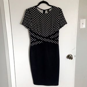 Polka dot colorblock work dress